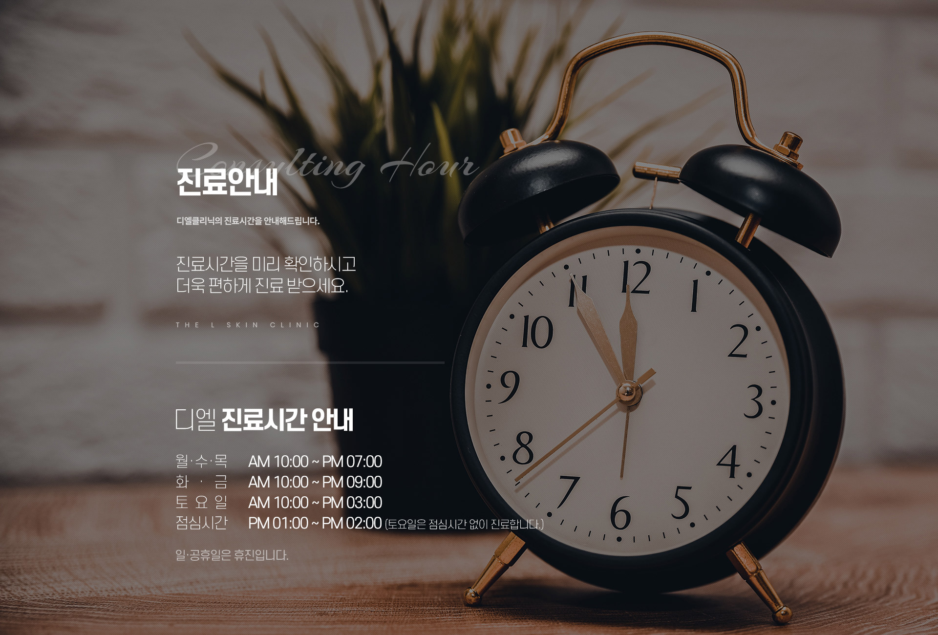 디엘의원 진료시간 및 상담 안내
